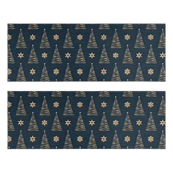 Kitchen Rugs Sets Of 2,Dark Blue Christmas Tree Pattern Anti Fatigue Kitchen Mat Rugs Non Slip Washable,Decorative Kitchen Floor Mats for Kitchen,Sink,Laundry,17"X47"