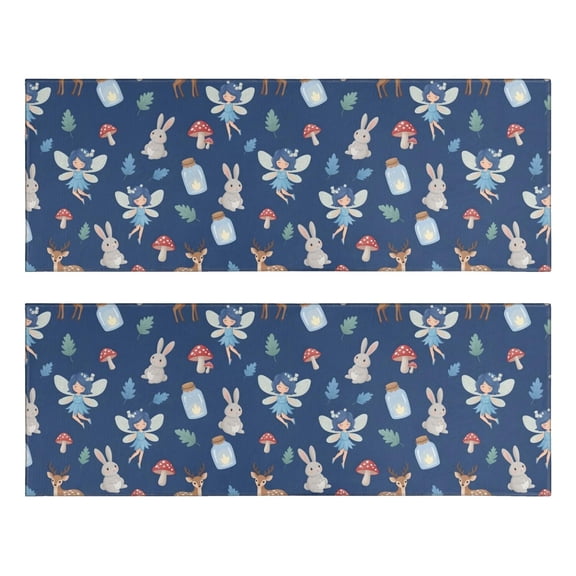 Kitchen Rugs Sets Of 2,Dark Blue Princess Fairy Forest Pattern Anti Fatigue Kitchen Mat Rugs Non Slip Washable,Decorative Kitchen Floor Mats for Kitchen,Sink,Laundry,17"X47"