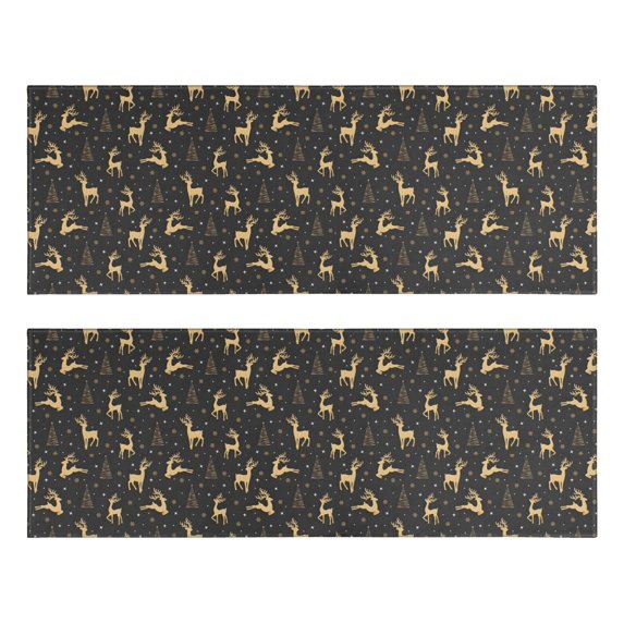 Kitchen Rugs Sets Of 2,Dark Christmas Golden Reindeer Pattern Anti Fatigue Kitchen Mat Rugs Non Slip Washable,Decorative Kitchen Floor Mats for Kitchen,Sink,Laundry,17"X47"