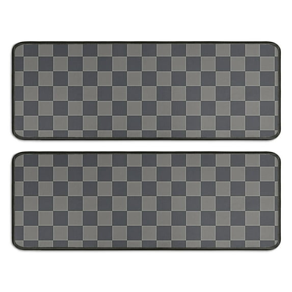 Kitchen Rugs Sets Of 2,Dark Gray and Light Gray Checkered Pattern Anti Fatigue Kitchen Mat Rugs Non Slip Washable,Decorative Kitchen Floor Mats for Kitchen,Sink,Laundry,17"x47"+17"x47"