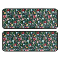Kitchen Rugs Sets Of 2,Dark Green Christmas Ornament Pattern Anti Fatigue Kitchen Mat Rugs Non Slip Washable,Decorative Kitchen Floor Mats for Kitchen,Sink,Laundry,17"x47" 17"x47"