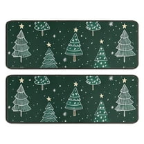 Kitchen Rugs Sets Of 2,Dark Green Christmas Tree Pattern Anti Fatigue Kitchen Mat Rugs Non Slip Washable,Decorative Kitchen Floor Mats for Kitchen,Sink,Laundry,17"x47" 17"x47"