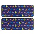 thumbnail image 1 of Kitchen Rugs Sets Of 2,DarkBlue Dinosaurs with Shapes Pattern Anti Fatigue Kitchen Mat Rugs Non Slip Washable,Decorative Kitchen Floor Mats for Kitchen,Sink,Laundry,17"x47"+17"x47", 1 of 5
