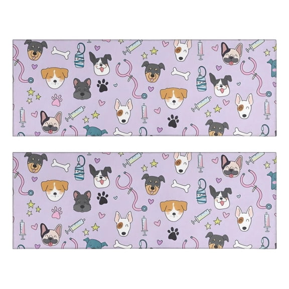 Kitchen Rugs Sets Of 2,Dog with Medical Icons Anti Fatigue Kitchen Mat Rugs Non Slip Washable,Decorative Kitchen Floor Mats for Kitchen,Sink,Laundry,17"X47"