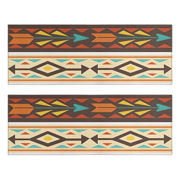 Kitchen Rugs Sets Of 2,Ethnic Geometric Striped Pattern Anti Fatigue Kitchen Mat Rugs Non Slip Washable,Decorative Kitchen Floor Mats for Kitchen,Sink,Laundry,17"X47"