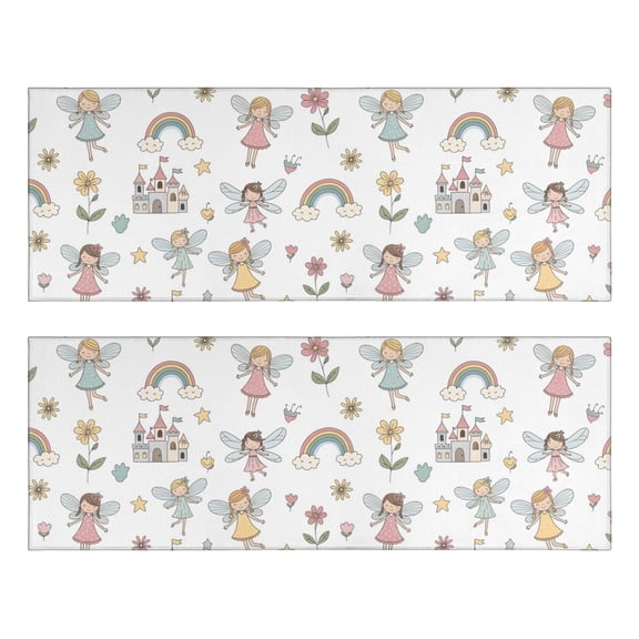 Kitchen Rugs Sets Of 2,Fairy Princess Carriage Pattern Anti Fatigue Kitchen Mat Rugs Non Slip Washable,Decorative Kitchen Floor Mats for Kitchen,Sink,Laundry,17"X47"