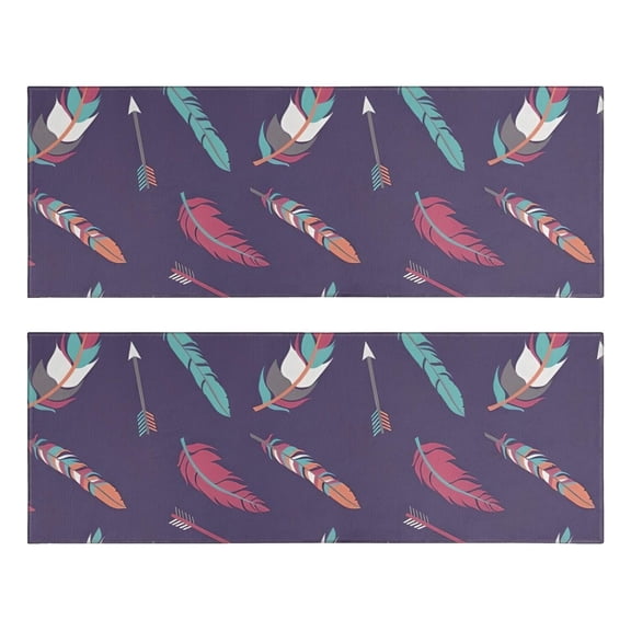 Kitchen Rugs Sets Of 2,Feather and Arrow Pattern Anti Fatigue Kitchen Mat Rugs Non Slip Washable,Decorative Kitchen Floor Mats for Kitchen,Sink,Laundry,17"X47"