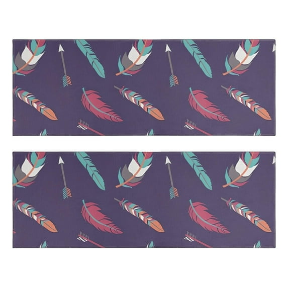 Kitchen Rugs Sets Of 2,Feather and Arrow Pattern Anti Fatigue Kitchen Mat Rugs Non Slip Washable,Decorative Kitchen Floor Mats for Kitchen,Sink,Laundry,17"X47"