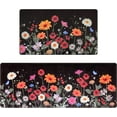 thumbnail image 1 of Kitchen Rugs Sets of 2 Floral, Waterproof Kitchen Mats Cushioned Anti Fatigue, Farmhouse Kitchen Mat Rug Non Slip Washable, Floor Comfort Mats Kitchen Home, 18'''' x 48''''+18'''' x 30'''', Black, 1 of 6