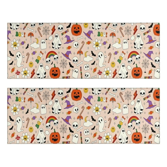 Kitchen Rugs Sets Of 2,Fun Halloween Pattern Anti Fatigue Kitchen Mat Rugs Non Slip Washable,Decorative Kitchen Floor Mats for Kitchen,Sink,Laundry,17"X47"