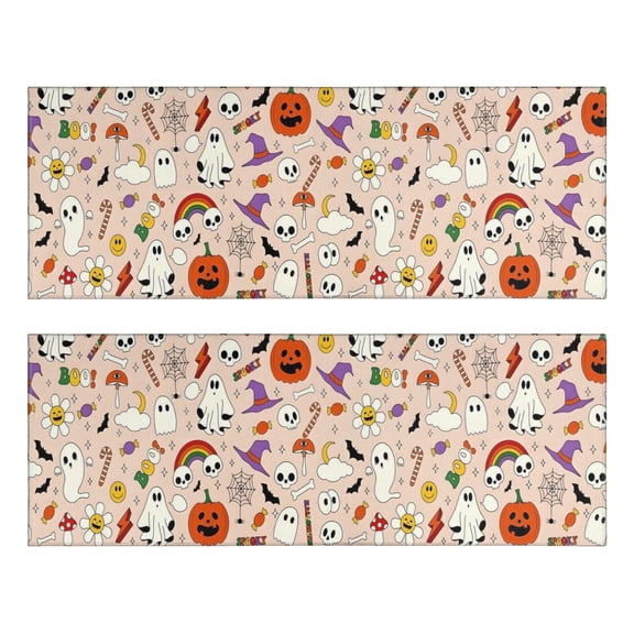 Kitchen Rugs Sets Of 2,Fun Halloween Pattern Anti Fatigue Kitchen Mat Rugs Non Slip Washable,Decorative Kitchen Floor Mats for Kitchen,Sink,Laundry,17"X47"