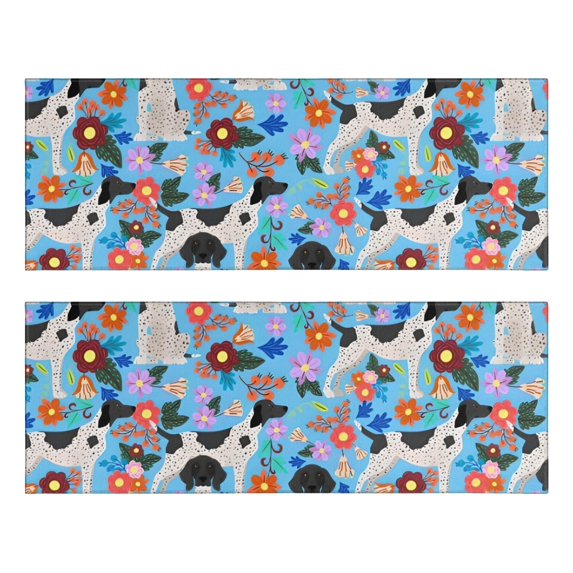 Kitchen Rugs Sets Of 2,German Shorthaired Pointer Dog and Flower Anti Fatigue Kitchen Mat Rugs Non Slip Washable,Decorative Kitchen Floor Mats for Kitchen,Sink,Laundry,17"X47"