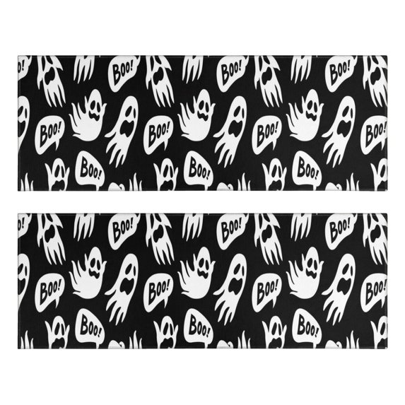 Kitchen Rugs Sets Of 2,Ghost Boo Halloween Pattern Anti Fatigue Kitchen Mat Rugs Non Slip Washable,Decorative Kitchen Floor Mats for Kitchen,Sink,Laundry,17"X47"