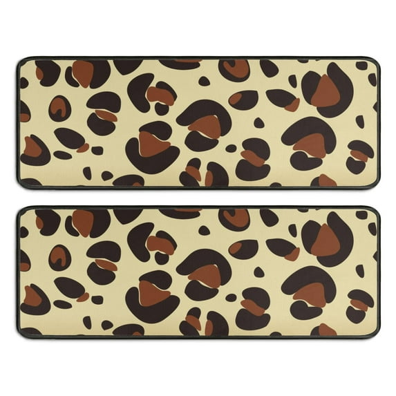 Kitchen Rugs Sets Of 2,Gold and Brown Of Leopard Print Anti Fatigue Kitchen Mat Rugs Non Slip Washable,Decorative Kitchen Floor Mats for Kitchen,Sink,Laundry,17"x47"+17"x47"