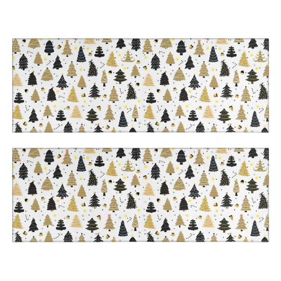 Kitchen Rugs Sets Of 2,Gold Christmas Tree Pattern Anti Fatigue Kitchen Mat Rugs Non Slip Washable,Decorative Kitchen Floor Mats for Kitchen,Sink,Laundry,17"X47"