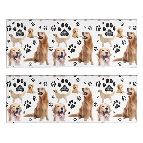 Kitchen Rugs Sets Of 2,Golden Retriever Anti Fatigue Kitchen Mat Rugs Non Slip Washable,Decorative Kitchen Floor Mats for Kitchen,Sink,Laundry,17"X47"