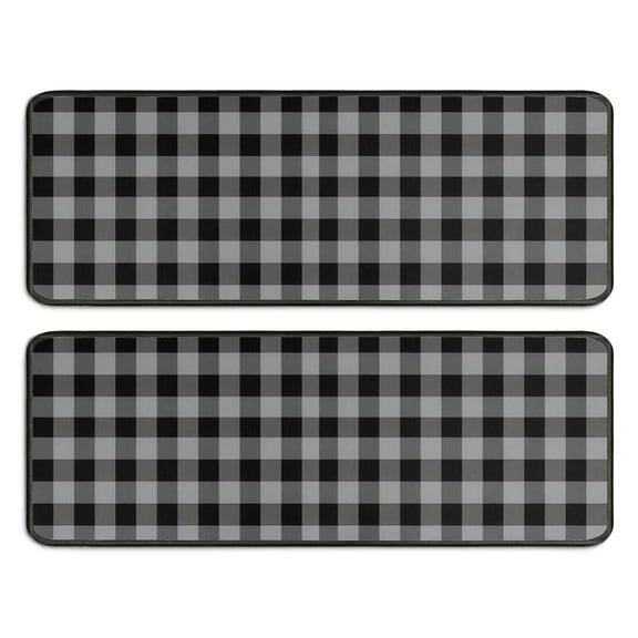 Kitchen Rugs Sets Of 2,Gray Black Checkerboard Checkered Pattern Anti Fatigue Kitchen Mat Rugs Non Slip Washable,Decorative Kitchen Floor Mats for Kitchen,Sink,Laundry,17"x47"+17"x47"