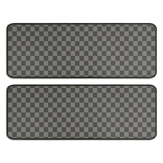 Kitchen Rugs Sets Of 2,Gray and Black Checkerboard Pattern Anti Fatigue Kitchen Mat Rugs Non Slip Washable,Decorative Kitchen Floor Mats for Kitchen,Sink,Laundry,17"x47"+17"x47"