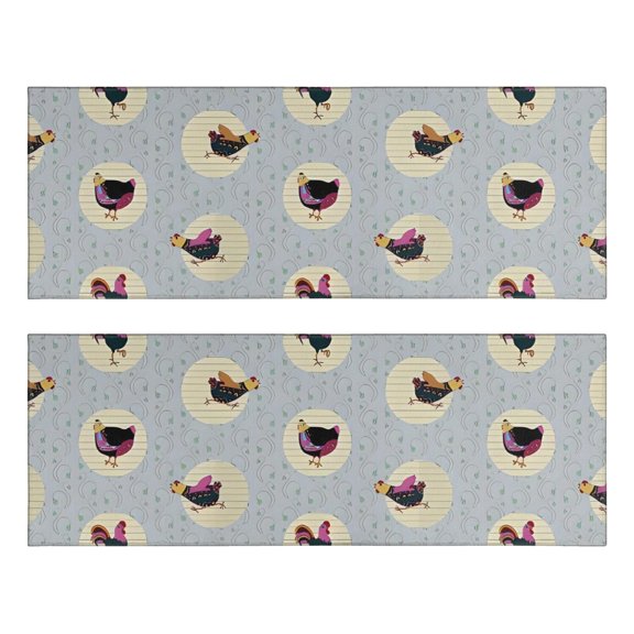 Kitchen Rugs Sets Of 2,Gray Chicken Circle Pattern Anti Fatigue Kitchen Mat Rugs Non Slip Washable,Decorative Kitchen Floor Mats for Kitchen,Sink,Laundry,17"X47"