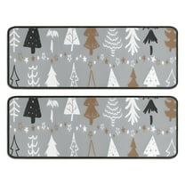 Kitchen Rugs Sets Of 2,Gray Christmas Tree Pattern Anti Fatigue Kitchen Mat Rugs Non Slip Washable,Decorative Kitchen Floor Mats for Kitchen,Sink,Laundry,17"x47" 17"x47"