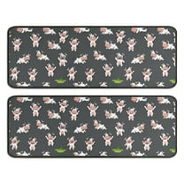 Kitchen Rugs Sets Of 2,Gray Cow Grass Pattern Anti Fatigue Kitchen Mat Rugs Non Slip Washable,Decorative Kitchen Floor Mats for Kitchen,Sink,Laundry,17"x47" 17"x47"
