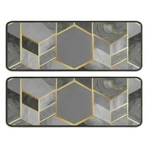 Kitchen Rugs Sets Of 2,Gray Gold Hexagon Marble Pattern Anti Fatigue Kitchen Mat Rugs Non Slip Washable,Decorative Kitchen Floor Mats for Kitchen,Sink,Laundry,17"x47" 17"x47"