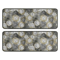 Kitchen Rugs Sets Of 2,Gray Gold Hexagon Marble Pattern Anti Fatigue Kitchen Mat Rugs Non Slip Washable,Decorative Kitchen Floor Mats for Kitchen,Sink,Laundry,17"x47" 17"x47"