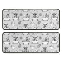 Kitchen Rugs Sets Of 2,Gray Highland Cow Bathtub Lemon Pattern Anti Fatigue Kitchen Mat Rugs Non Slip Washable,Decorative Kitchen Floor Mats for Kitchen,Sink,Laundry,17"x47" 17"x47"