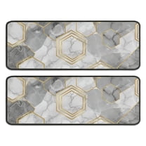Kitchen Rugs Sets Of 2,Gray Marble Gold Hexagon Pattern Anti Fatigue Kitchen Mat Rugs Non Slip Washable,Decorative Kitchen Floor Mats for Kitchen,Sink,Laundry,17"x47" 17"x47"
