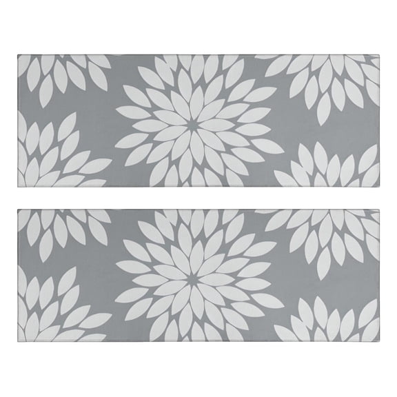 Kitchen Rugs Sets Of 2,Gray and White Floral Pattern Anti Fatigue Kitchen Mat Rugs Non Slip Washable,Decorative Kitchen Floor Mats for Kitchen,Sink,Laundry,17"X47"
