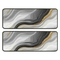 Kitchen Rugs Sets Of 2,Gray White Marble Gold Wave Pattern Anti Fatigue Kitchen Mat Rugs Non Slip Washable,Decorative Kitchen Floor Mats for Kitchen,Sink,Laundry,17"x47" 17"x47"