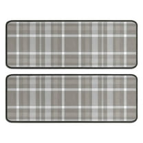 Kitchen Rugs Sets Of 2,Gray White Plaid Checkered Pattern Anti Fatigue Kitchen Mat Rugs Non Slip Washable,Decorative Kitchen Floor Mats for Kitchen,Sink,Laundry,17"x47" 17"x47"