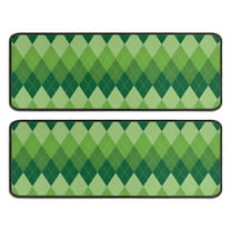 Kitchen Rugs Sets Of 2,Green Argyle Pattern Anti Fatigue Kitchen Mat Rugs Non Slip Washable,Decorative Kitchen Floor Mats for Kitchen,Sink,Laundry,17"x47" 17"x47"
