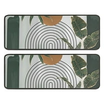 Kitchen Rugs Sets Of 2,Green Boho Geometric and Plant Pattern (4) Anti Fatigue Kitchen Mat Rugs Non Slip Washable,Decorative Kitchen Floor Mats for Kitchen,Sink,Laundry,17"x47" 17"x47"