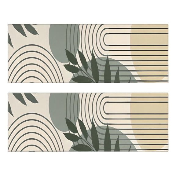 Kitchen Rugs Sets Of 2,Green Boho Geometric and Plant Pattern Anti Fatigue Kitchen Mat Rugs Non Slip Washable,Decorative Kitchen Floor Mats for Kitchen,Sink,Laundry,17"X47"