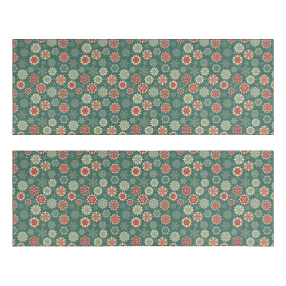 Kitchen Rugs Sets Of 2,Green Christmas Floral Pattern Anti Fatigue Kitchen Mat Rugs Non Slip Washable,Decorative Kitchen Floor Mats for Kitchen,Sink,Laundry,17"X47"