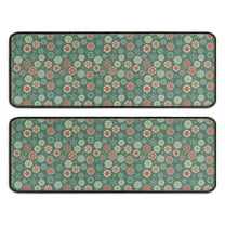 Kitchen Rugs Sets Of 2,Green Christmas Floral Pattern Anti Fatigue Kitchen Mat Rugs Non Slip Washable,Decorative Kitchen Floor Mats for Kitchen,Sink,Laundry,17"x47" 17"x47"