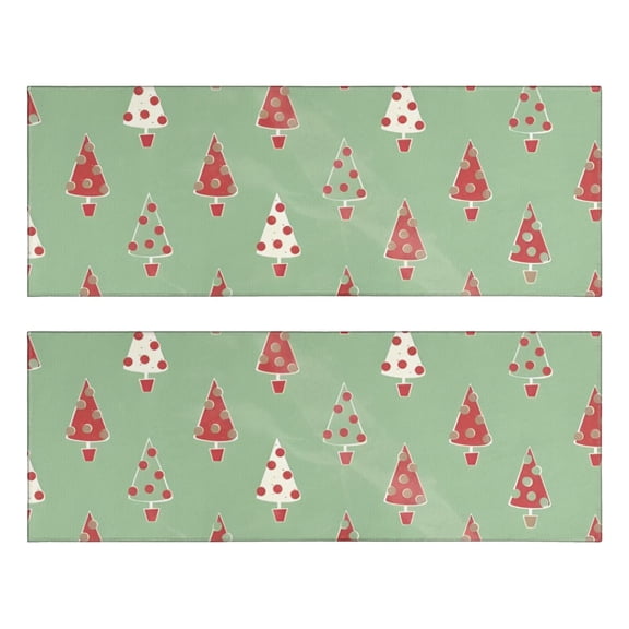 Kitchen Rugs Sets Of 2,Green Christmas Tree Pattern Anti Fatigue Kitchen Mat Rugs Non Slip Washable,Decorative Kitchen Floor Mats for Kitchen,Sink,Laundry,17"X47"