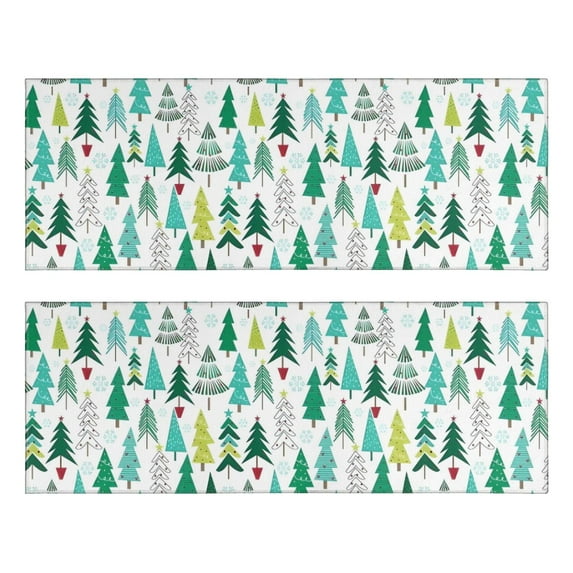Kitchen Rugs Sets Of 2,Green Christmas Tree Pattern Anti Fatigue Kitchen Mat Rugs Non Slip Washable,Decorative Kitchen Floor Mats for Kitchen,Sink,Laundry,17"X47"