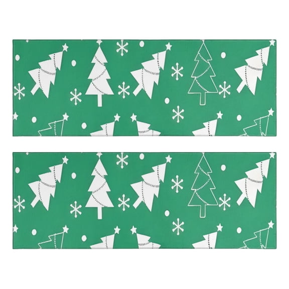 Kitchen Rugs Sets Of 2,Green Christmas Tree Pattern Anti Fatigue Kitchen Mat Rugs Non Slip Washable,Decorative Kitchen Floor Mats for Kitchen,Sink,Laundry,17"X47"
