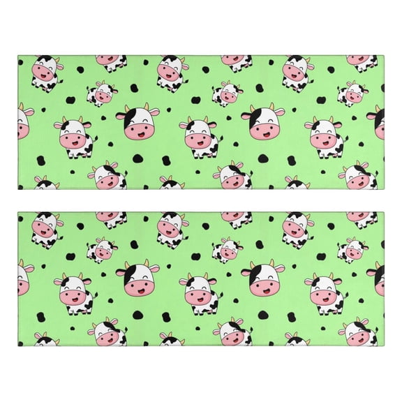 Kitchen Rugs Sets Of 2,Green Cow Spot Pattern Anti Fatigue Kitchen Mat Rugs Non Slip Washable,Decorative Kitchen Floor Mats for Kitchen,Sink,Laundry,17"X47"