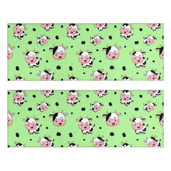 Kitchen Rugs Sets Of 2,Green Cow Spot Pattern Anti Fatigue Kitchen Mat Rugs Non Slip Washable,Decorative Kitchen Floor Mats for Kitchen,Sink,Laundry,17"X47"