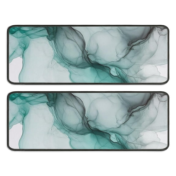 Kitchen Rugs Sets Of 2,Green Gray Marble Pattern Anti Fatigue Kitchen Mat Rugs Non Slip Washable,Decorative Kitchen Floor Mats for Kitchen,Sink,Laundry,17"x47"+17"x47"