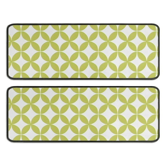 Kitchen Rugs Sets Of 2,Green White Checkerboard Checkered Pattern Anti Fatigue Kitchen Mat Rugs Non Slip Washable,Decorative Kitchen Floor Mats for Kitchen,Sink,Laundry,17"x47"+17"x47"