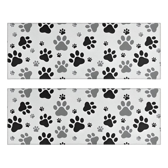 Kitchen Rugs Sets Of 2,Grey Dog Paw Footprint Anti Fatigue Kitchen Mat Rugs Non Slip Washable,Decorative Kitchen Floor Mats for Kitchen,Sink,Laundry,17"X47"