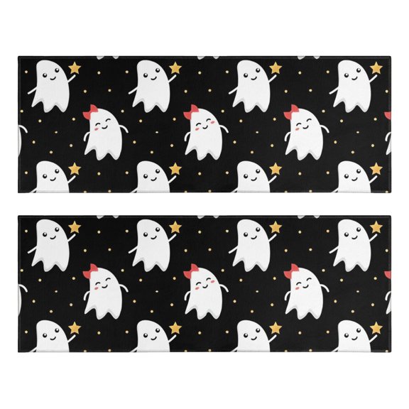 Kitchen Rugs Sets Of 2,Halloween Cute Ghosts Pattern Anti Fatigue Kitchen Mat Rugs Non Slip Washable,Decorative Kitchen Floor Mats for Kitchen,Sink,Laundry,17"X47"