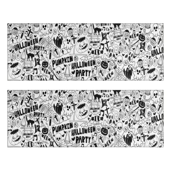 Kitchen Rugs Sets Of 2,Halloween Doodle Halloween Elements Anti Fatigue Kitchen Mat Rugs Non Slip Washable,Decorative Kitchen Floor Mats for Kitchen,Sink,Laundry,17"X47"