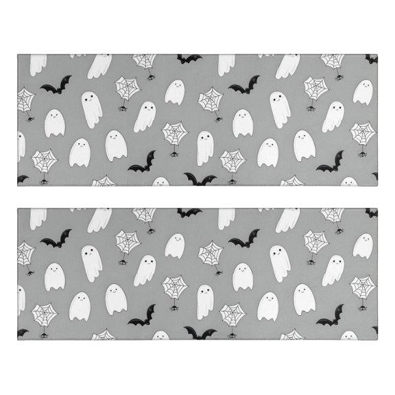 Kitchen Rugs Sets Of 2,Halloween Ghost Pattern Anti Fatigue Kitchen Mat Rugs Non Slip Washable,Decorative Kitchen Floor Mats for Kitchen,Sink,Laundry,17"X47"
