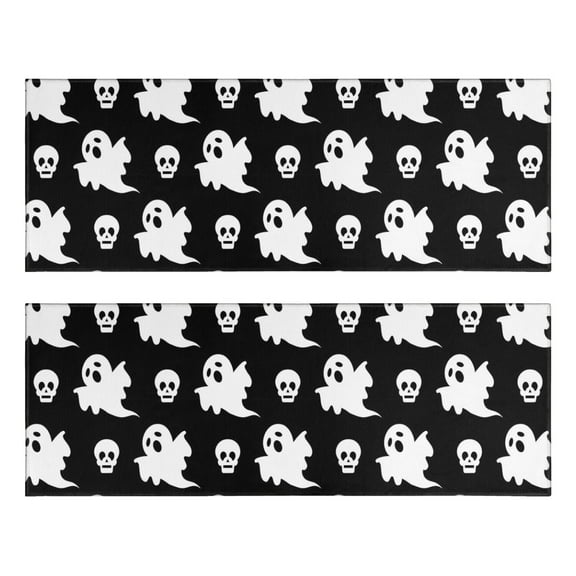 Kitchen Rugs Sets Of 2,Halloween Ghost and Skull Pattern Anti Fatigue Kitchen Mat Rugs Non Slip Washable,Decorative Kitchen Floor Mats for Kitchen,Sink,Laundry,17"X47"