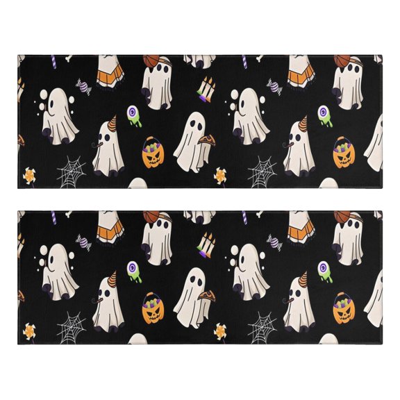 Kitchen Rugs Sets Of 2,Halloween Ghosts with Costumes Anti Fatigue Kitchen Mat Rugs Non Slip Washable,Decorative Kitchen Floor Mats for Kitchen,Sink,Laundry,17"X47"
